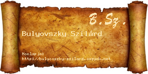Bulyovszky Szilárd névjegykártya
